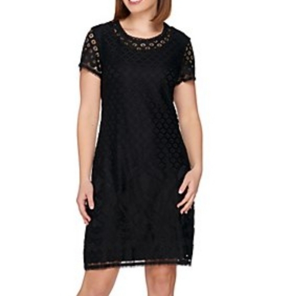 Isaac Mizrahi Women's Black Lace Overlay Pullover Dress - Picture 9 of 9